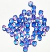50 6mm Faceted Tri Tone Crystal, Pink, & Sapphire Beads